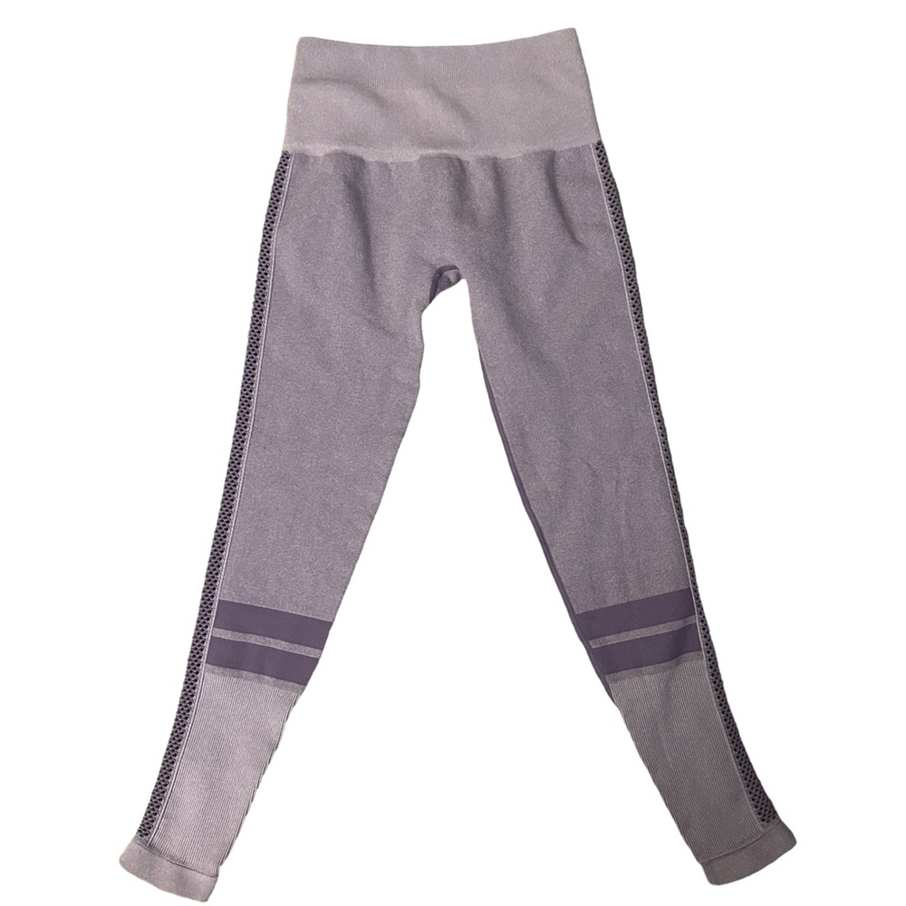 NUX Compression Leggings Purple Workout Lattice sides Small NWOT